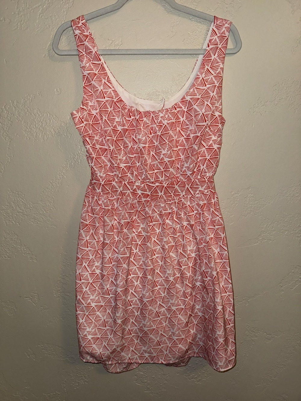 Annabella Coral Pink Geometric Mini Dress Back Cutout Summer Beach Party M